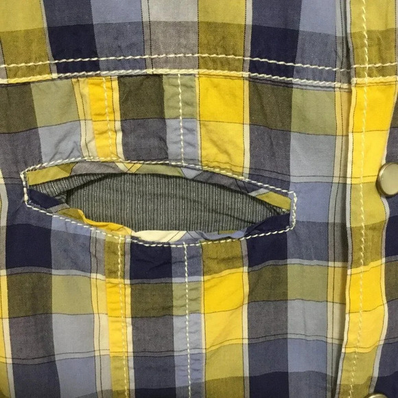 Boss Orange  - Hugo Boss Yellow Blue White 100% Cotton Shirt Sz M - Picture 6 of 6